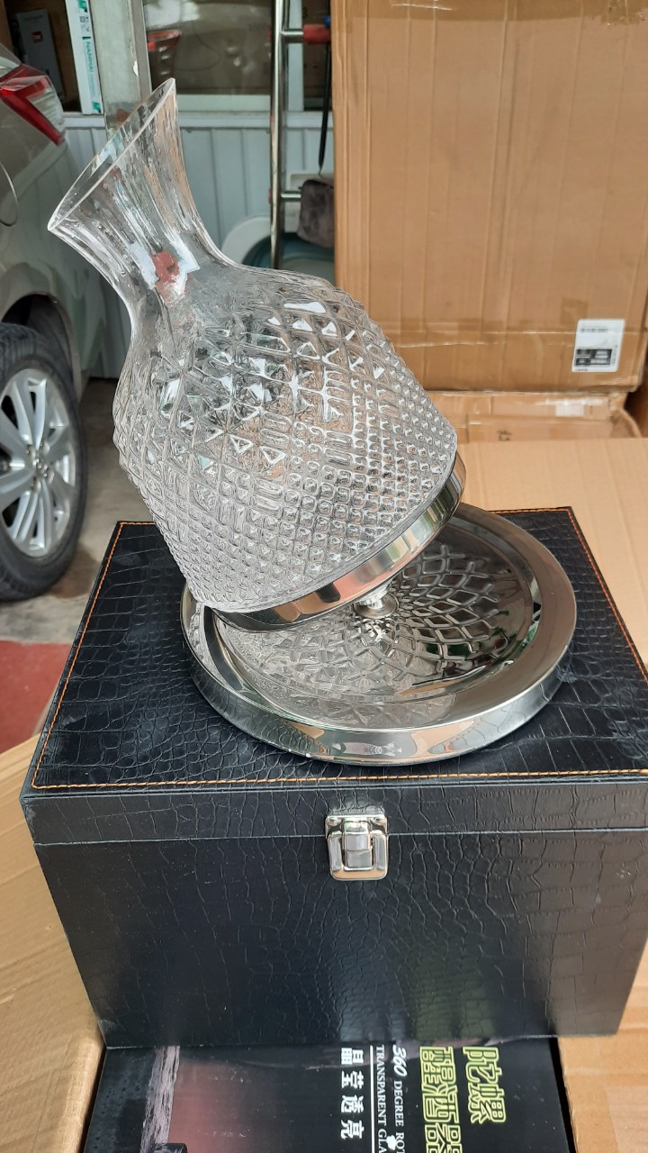 Decanter Rượu Vang - Bình Thở Rượu Vang Đế Xoay MS 044
