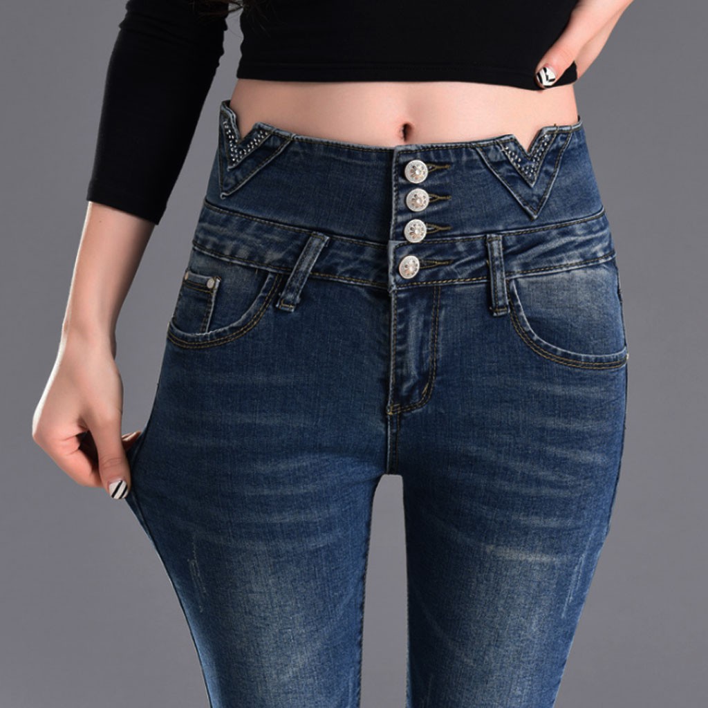 Quần jean LƯNG CAO, CO GIÃN cao cấp - QJ-203a