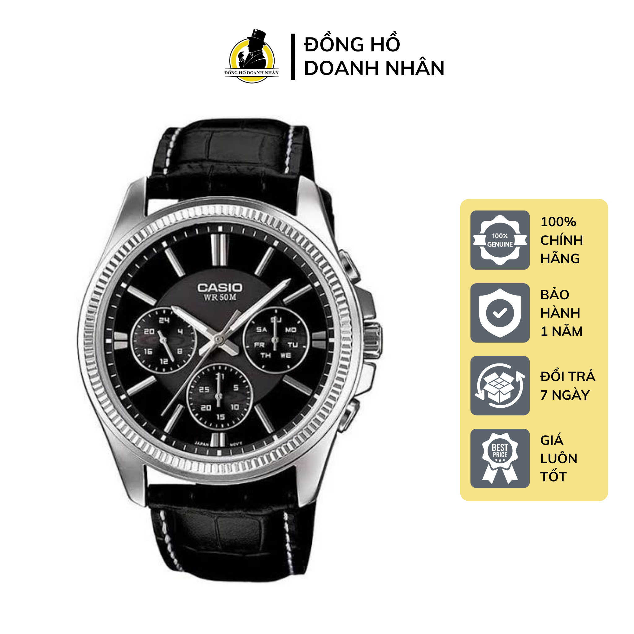 Đồng Hồ Nam Cao Cấp Dây Da Casio MTP-1375L-1AVDF Fullbox Chính Hãng