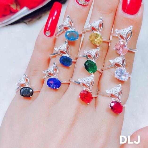 Nhẫn mặt đá hồ ly bọc bạc phong thủy đủ màu theo mệnh nhẫn hở vừa mọi size tay- JQN gian hàng chính hãng cam kết bạc chuẩn chất lượng không lo đen xỉn