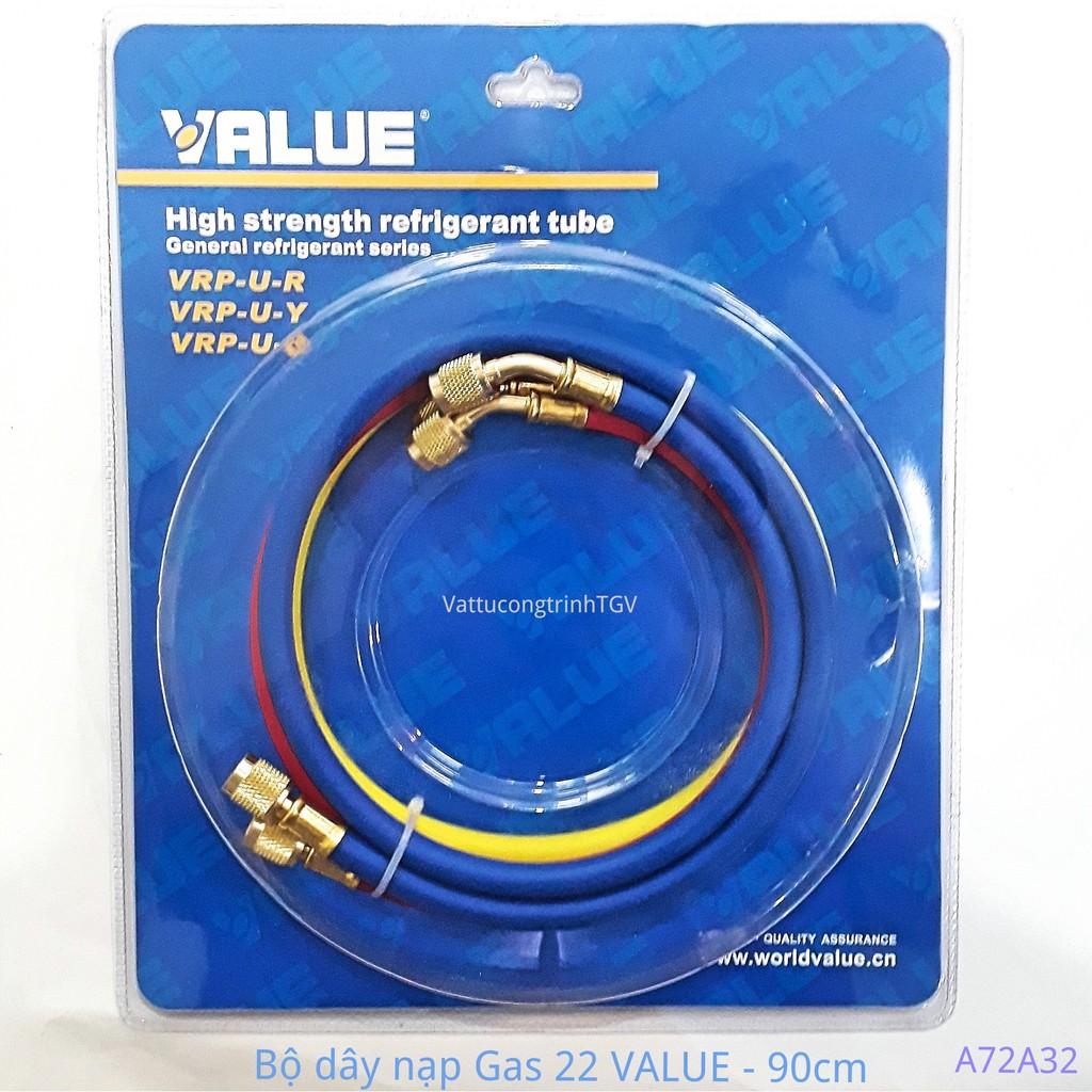 Bộ 3 Dây Nạp Gas VALUE Model R410 VRP-U-R/Y/B (1 Bộ = 3 Sợi 90Cm)