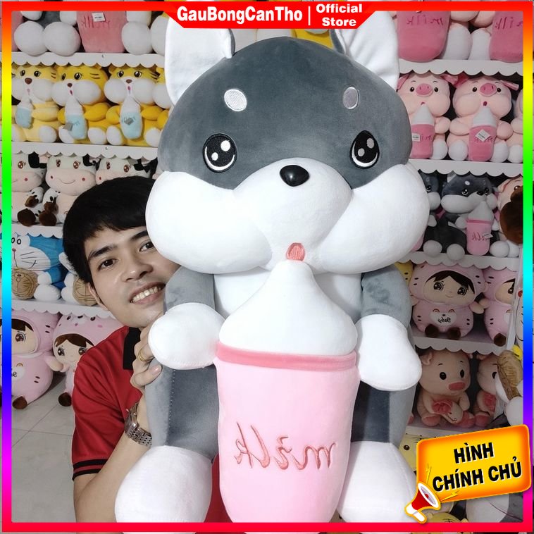 Chó Ôm Bình Sữa gấu bông husky mềm mịn