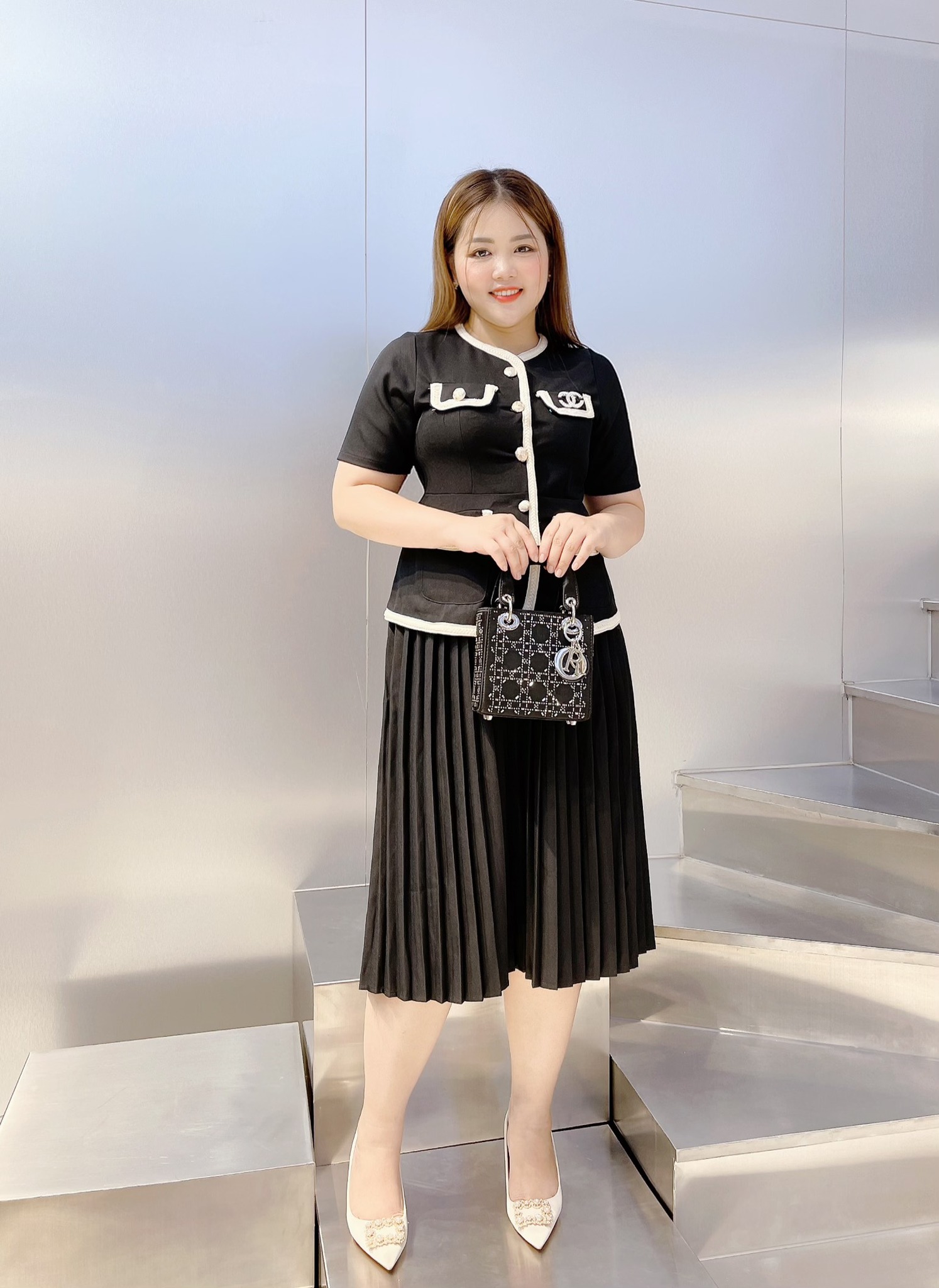 [MUA1TẶNG1] Lightning tops Pelum dress pleated bigsize advanced