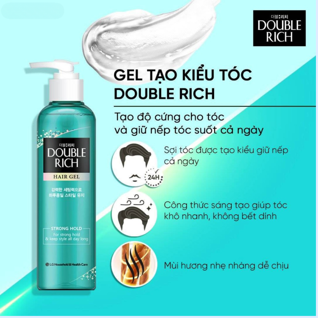 Gel Tạo Kiểu Double Rich Strong - Giữ Nếp Uốn Tóc 250ml