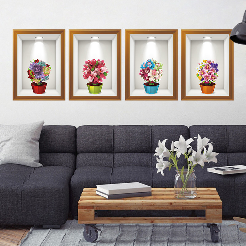 Decal dán tường LỌ HOA CẨM TÚ CẦU Sticker Tranh Dán Tường Decal dán tường cây xanh ,Decal dán tường hoa lá