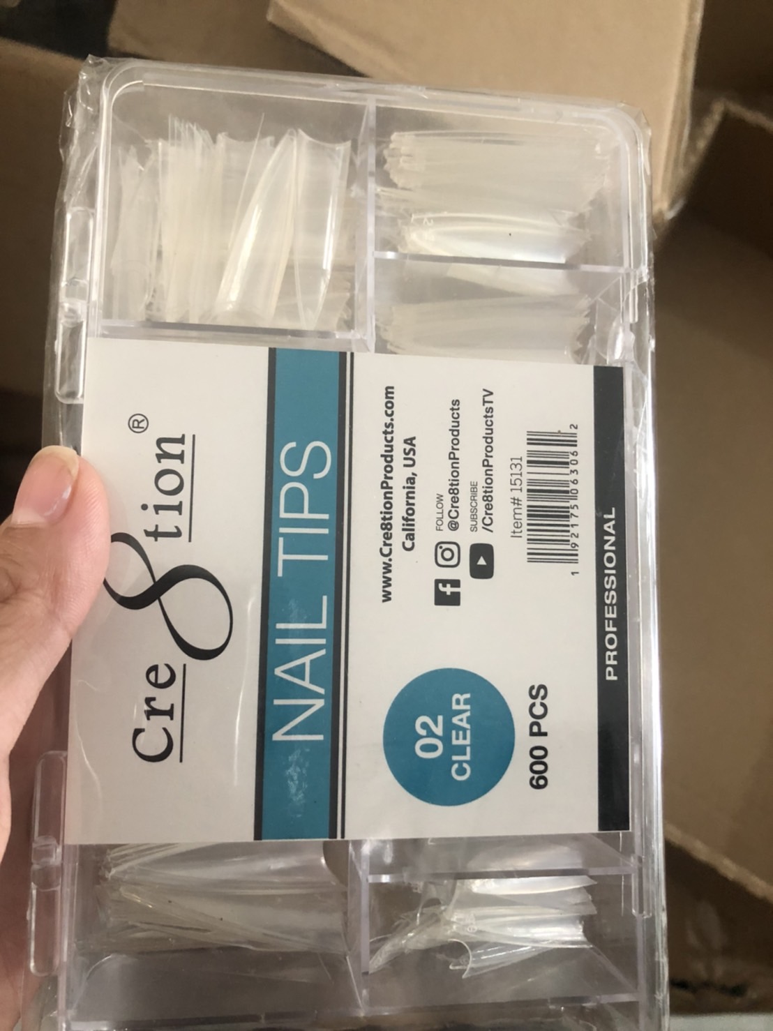 Hộp móng tip (nối) nhọn dài 02 Mỹ hãng Cre8tion