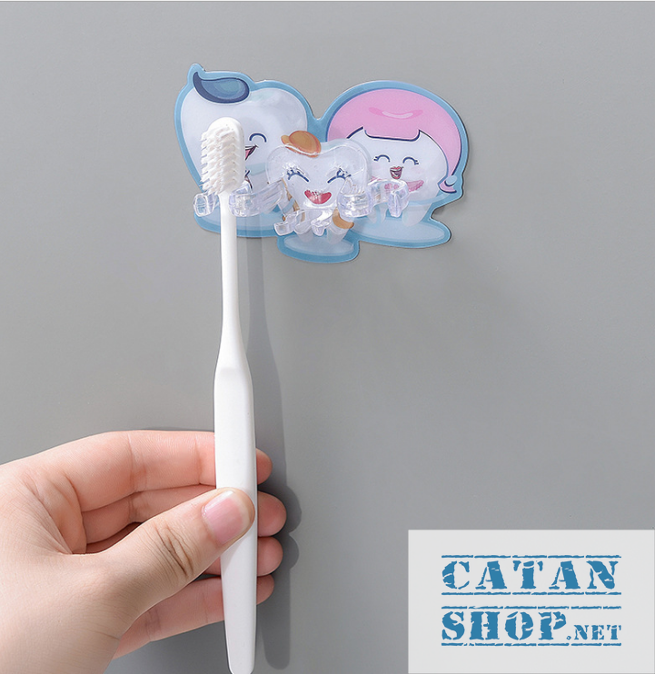 Miếng dán tường HÌNH CHIẾC RĂNG treo bàn chải đánh răng, móc treo vật dụng gia đình siêu tiện lợi, tiết kiệm không gian GD374-RangTBC