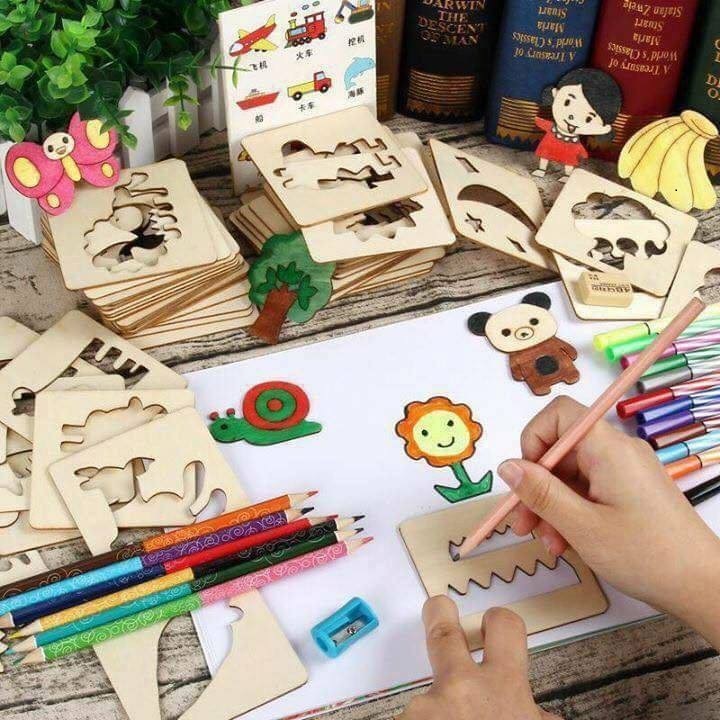BỘ KHUÔN VẼ TRANH BẰNG GỖ CHO BÉ