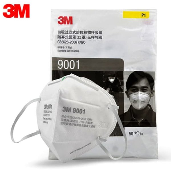 Hộp 50 Chiếc Khẩu Trang Bảo Hộ Lọc Bụi Vi Khuẩn 3M 9001 Có Van Lọc Thông Hơi Tiêu Chuẩn KN90 USA, Lọc Mùi Hôi, Lọc Độc, Kháng Khuẩn, Chống Bụi Siêu Mịn - Hàng Chính Hãng SAFETY MART OFFICIAL