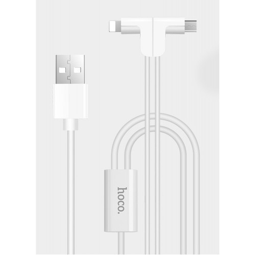 Cáp sạc 2 IN 1 HOCO X12 [ 2 đầu Lightning iPhone & Micro ]