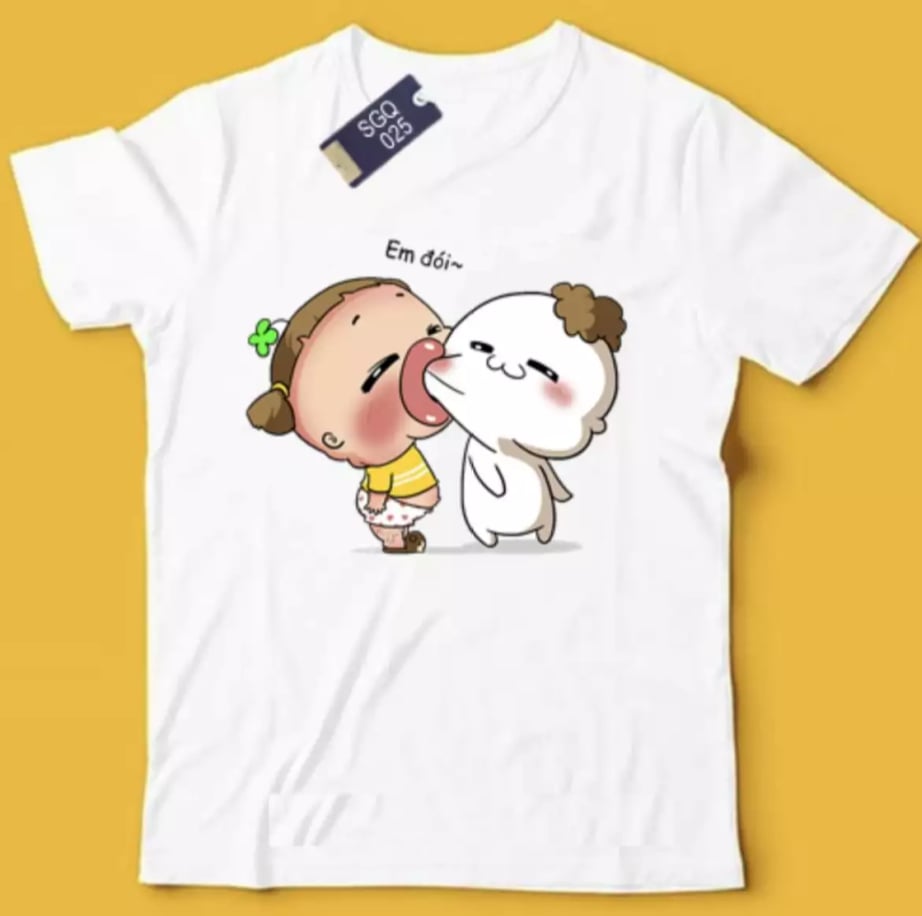 [HCM]Áo thun nữ form rộng Hàn quốc in hình Quỳnh Aka Em Đói dễ thương vải dày mịn mát