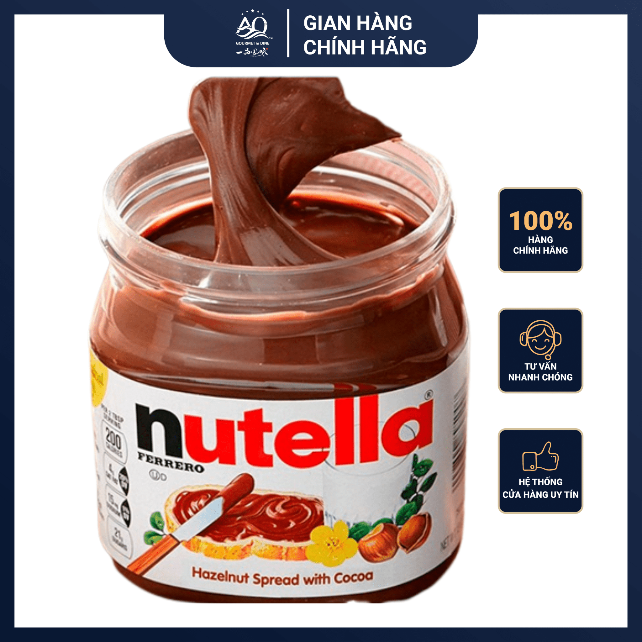 Bơ Hạt Phỉ Phết Cacao Nutella 350g - Nutella Jam Hazelnut Spread with Cocoa