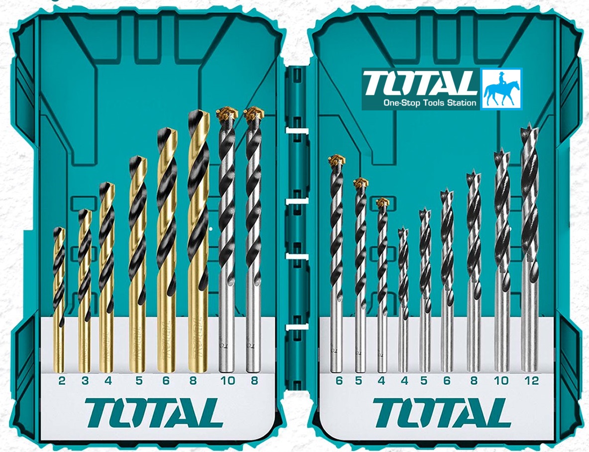 BỘ MŨI KHOAN SẮT BÊ TÔNG GỖ 16 CHI TIẾT TOTAL TACSD6165