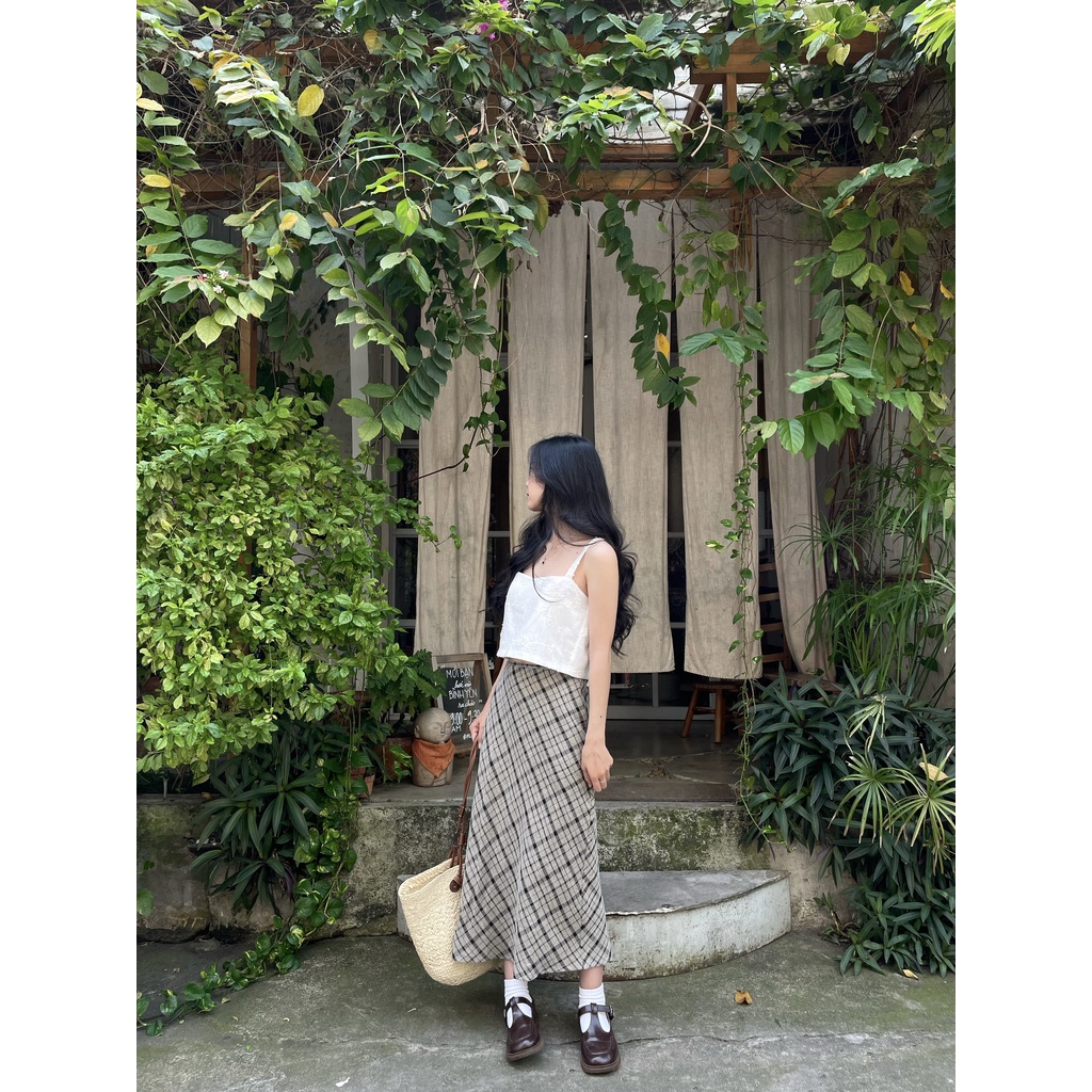 chân váy midi kẻ caro TKC17 LOLLIE STUDIO