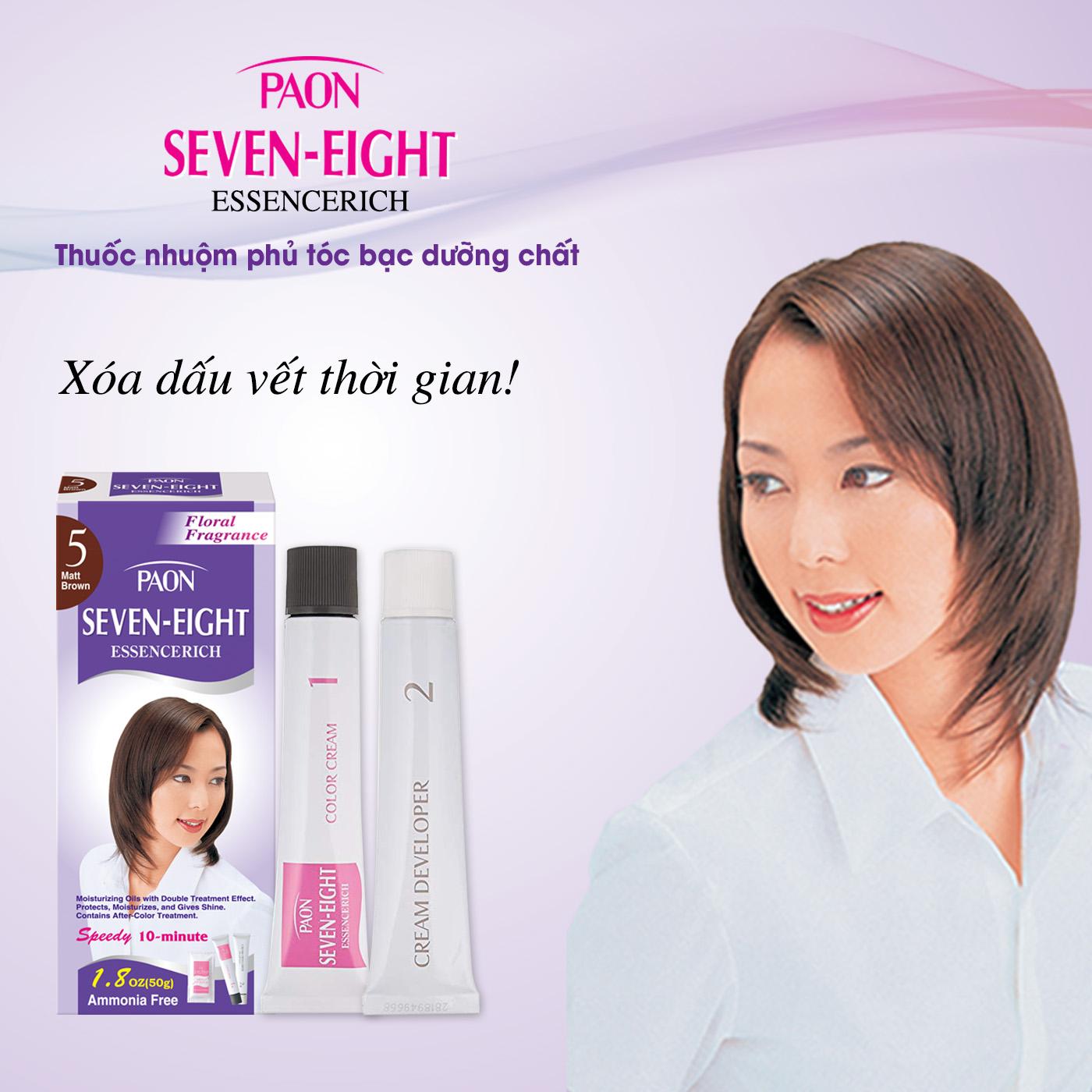 Nhuộm phủ bạc dưỡng chất Seven Eight số 5 (Nâu vừa) Nhật Bản (50g + 50g)
