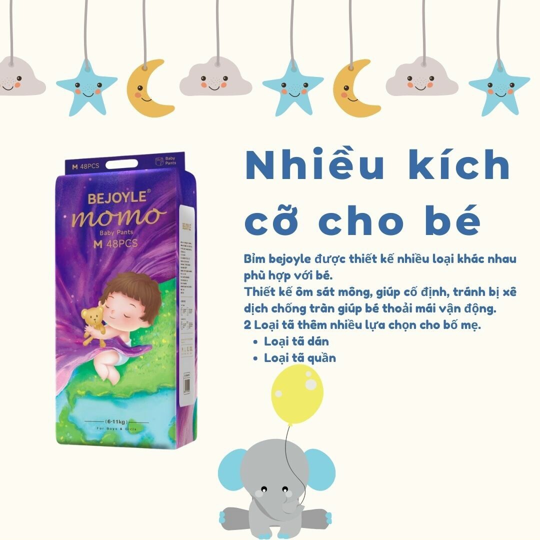 Bỉm Bejoyle MoMo chất lượng. Đủ size
