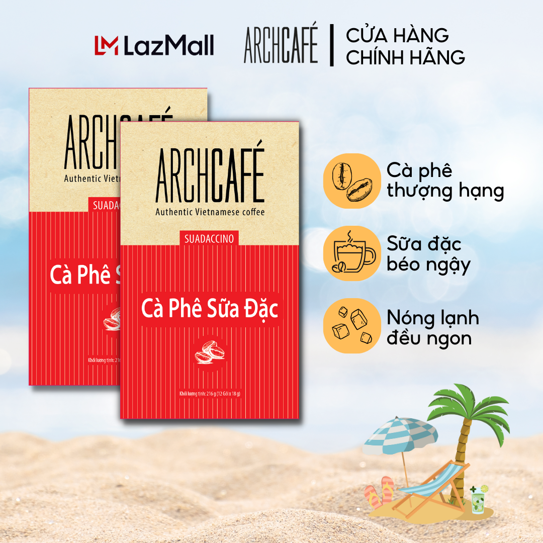 Combo 2 Cà Phê Sữa Đặc - Cafe hoà tan Archcafé (hộp 12 gói x 18g)