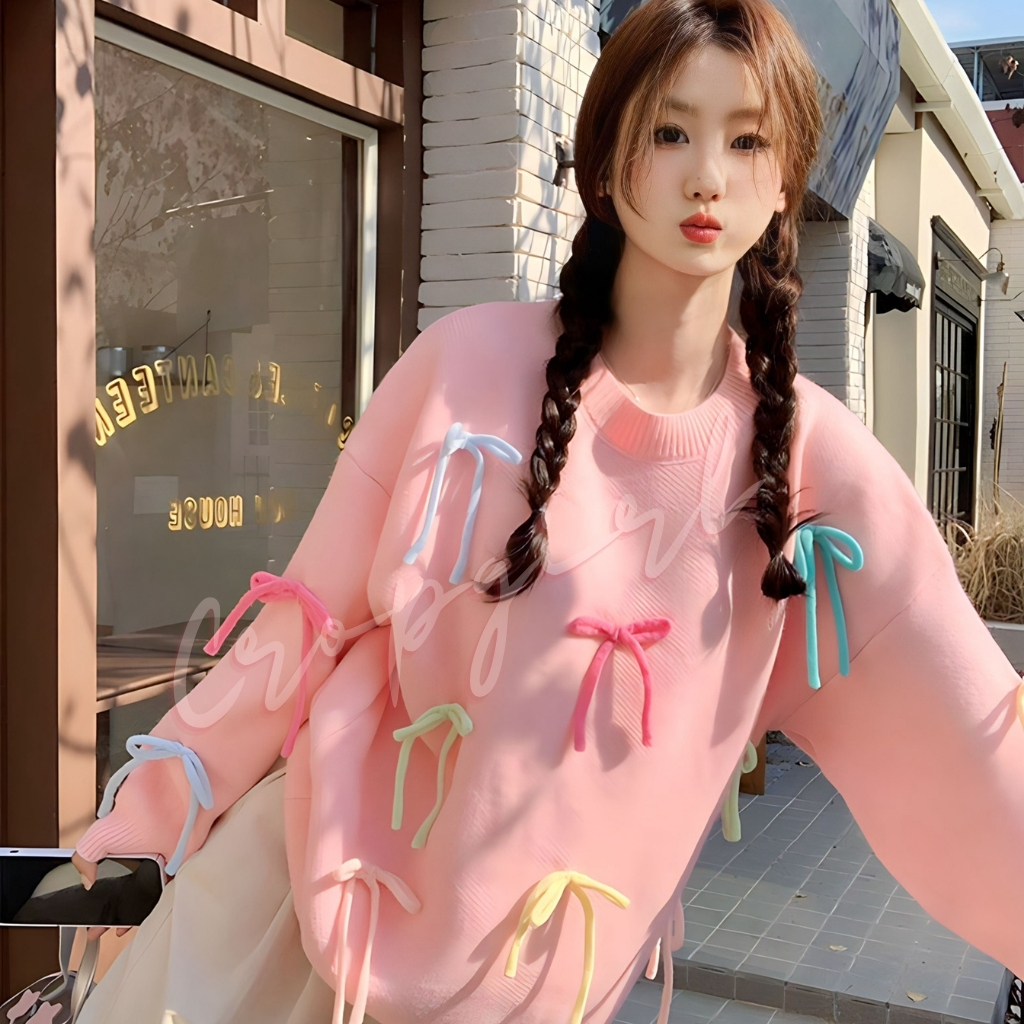 Áo len Quảng Châu đính nơ cute