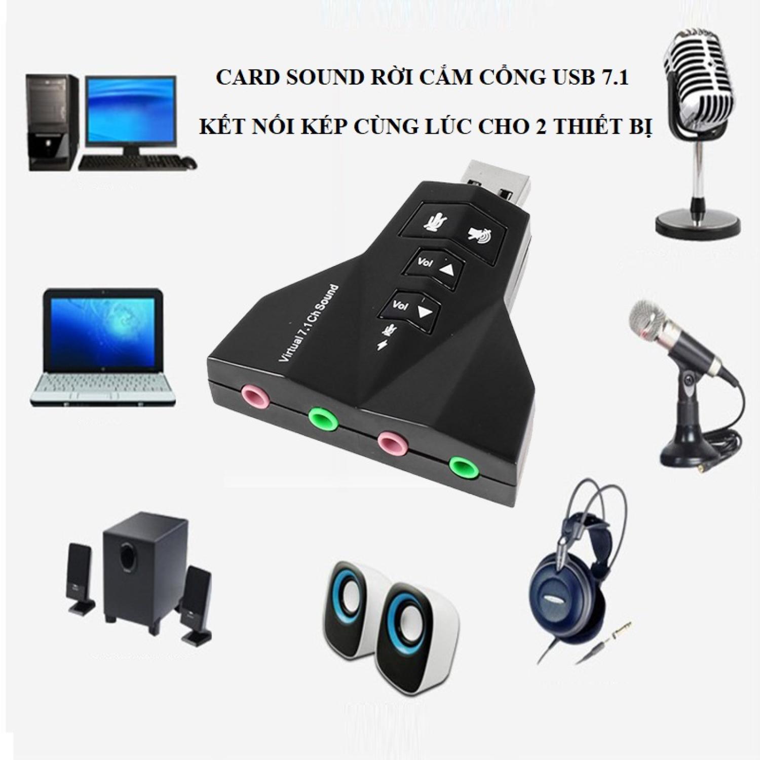 Card sound rời kép 4 cổng cắm cổng USB âm thanh SOUND 7.1 Cho Máy Tính Và Laptop bị hỏng hoặc lỗi, hỏng sound card