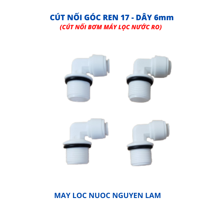 (HCM) Cút Nối Ren 17 Dây 6mm (Cút Góc Nối Nhanh Dùng Cho Bơm Máy Lọc Nước RO)