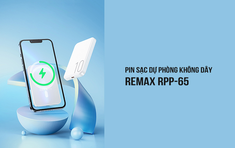 Sạc dự phòng không dây từ tính 10000mah RPP-65 chính hãng Remax