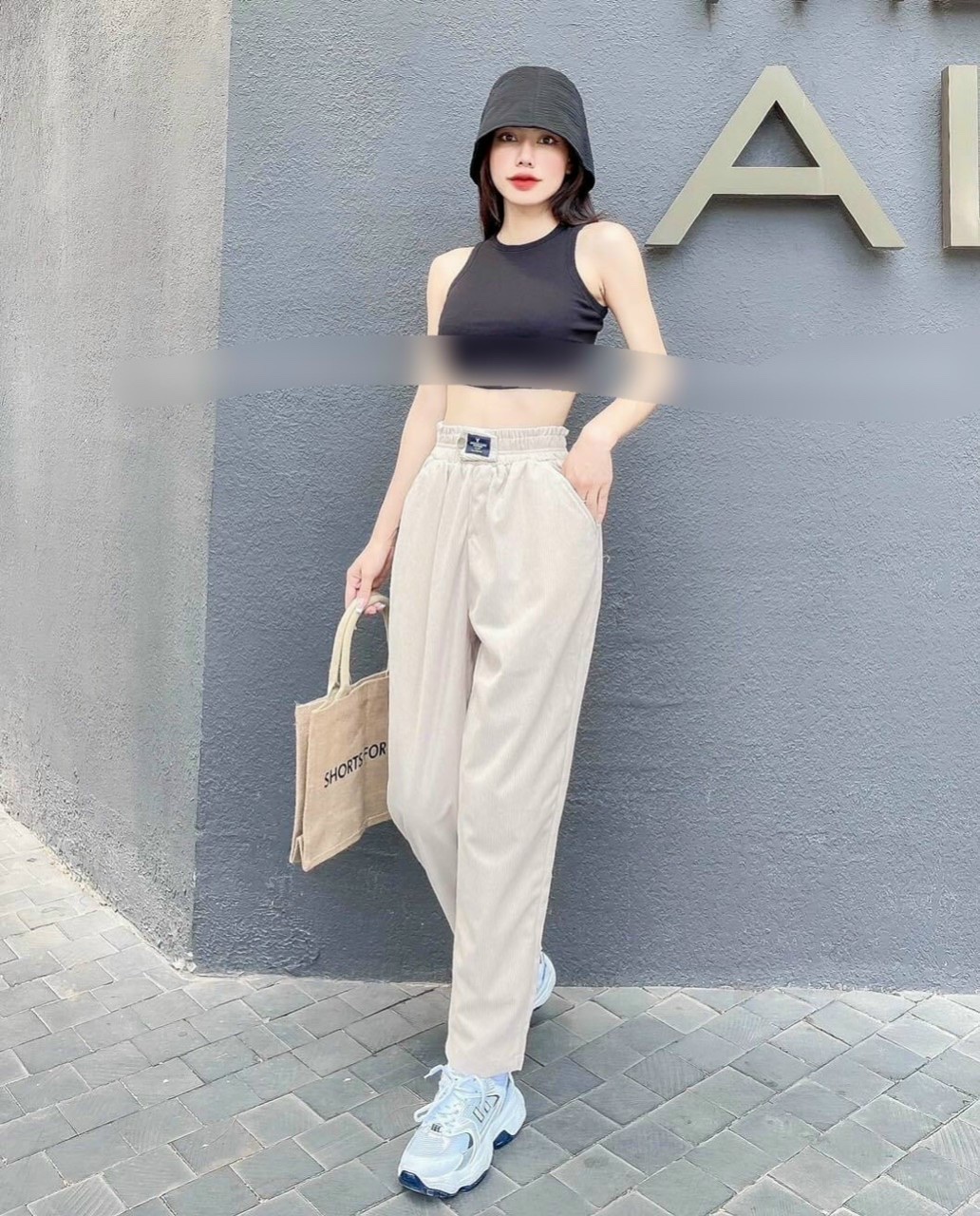 QUẦN BAGGY TĂM nữ cạp chun chất tăm cao cấp