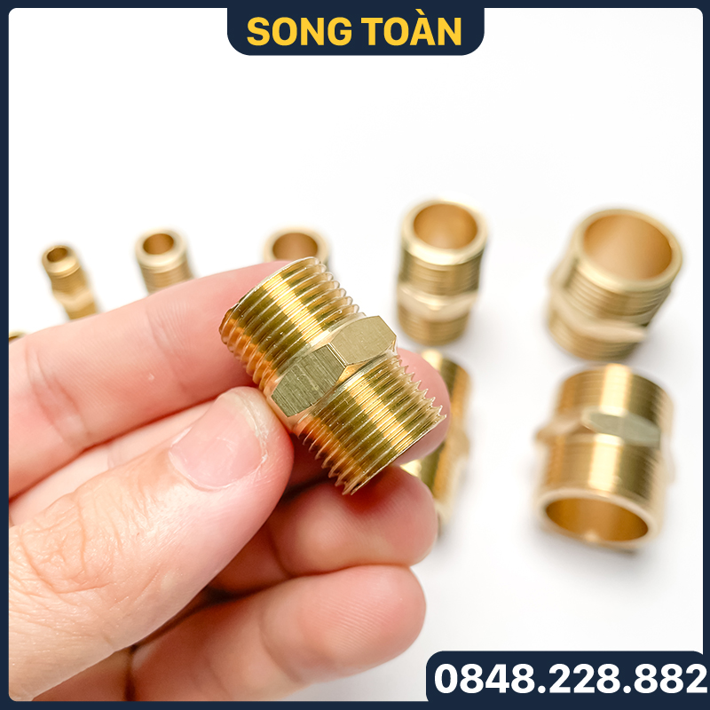 Kép Ren Đồng, Hai Đầu Ren Ngoài - Bằng Đồng Thau Bước Ren Bsp Hệ G - Man Cút Nối Ren