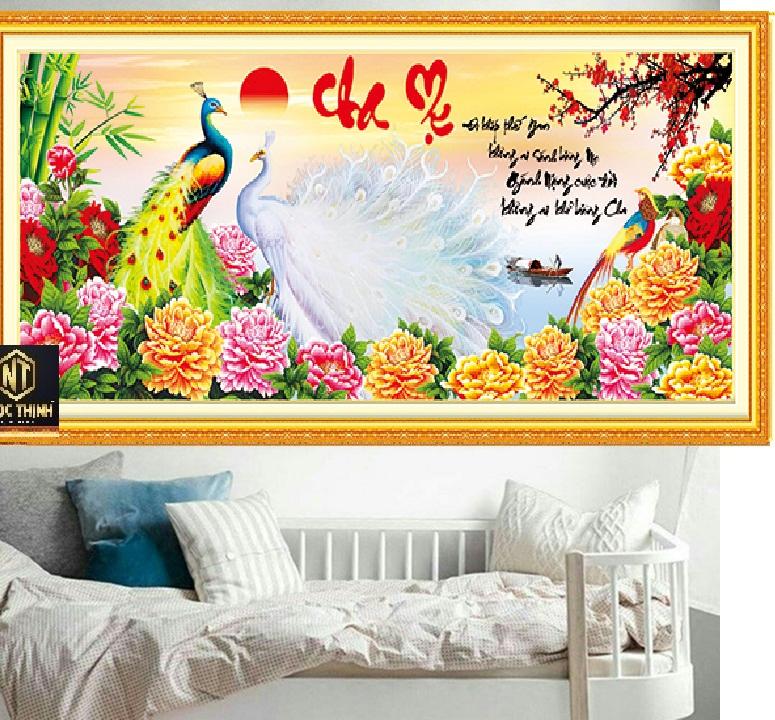 Tranh đính đá cha mẹ vs059 kt:130x60cm