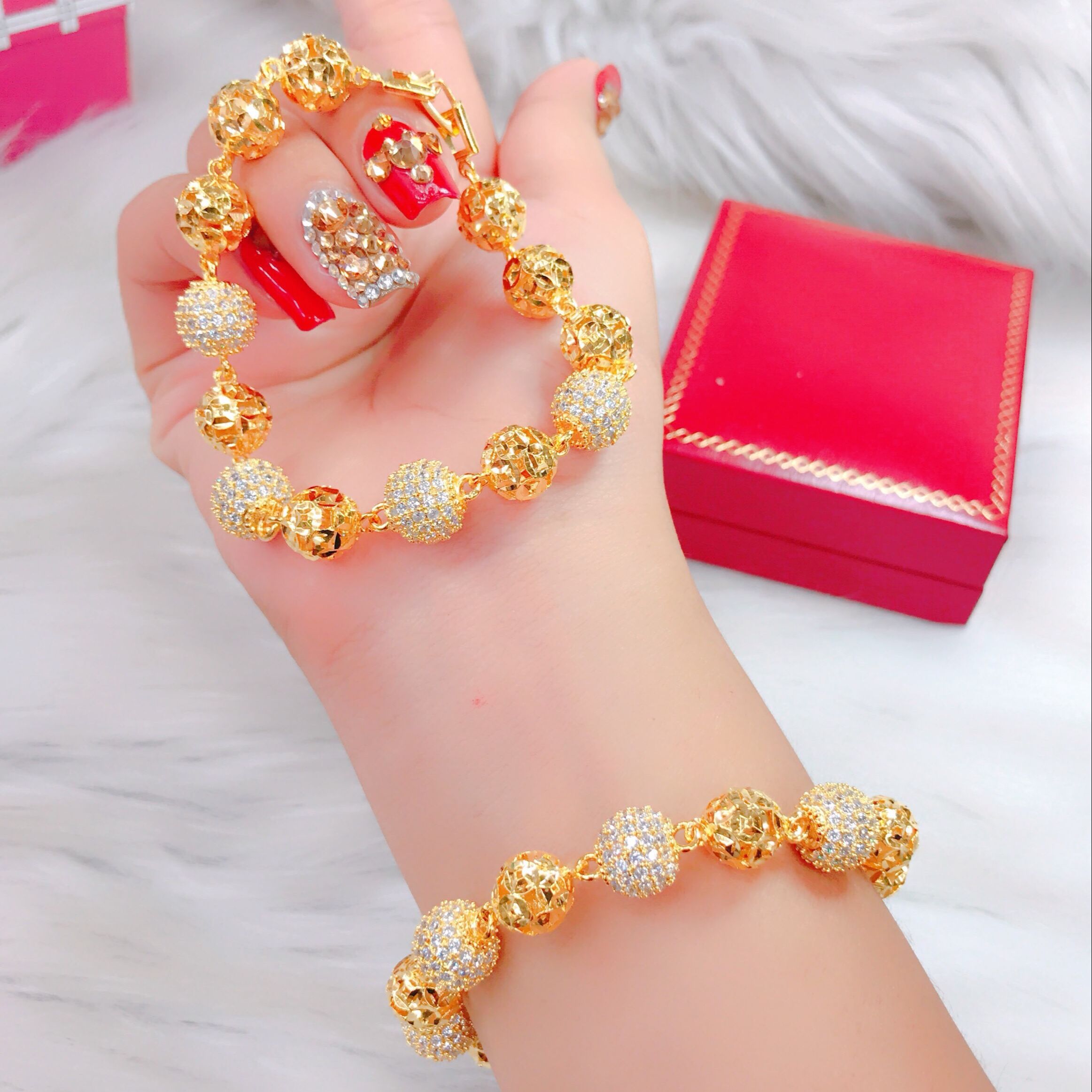Women's beautiful gold plated bracelet high quality gold plated women bangle bracelet gold plated high quality gold plated bracelets, sterling silver bracelets, gado wash white gold plated beautiful women bracelet jewelry l04543-promise not black