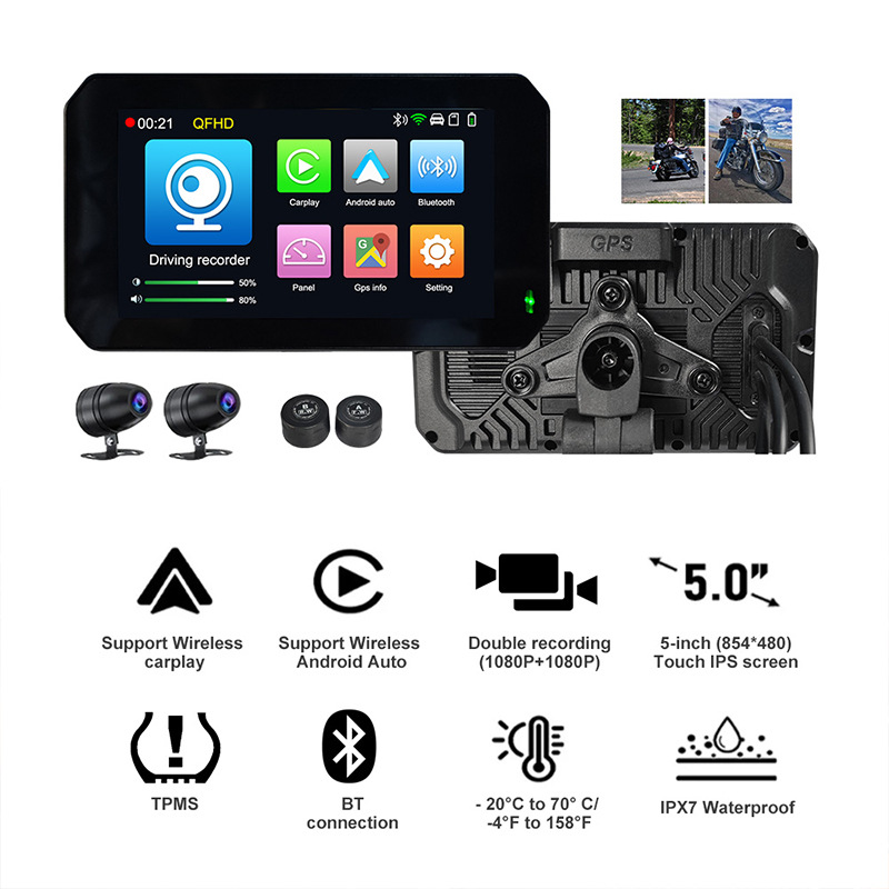 màn hình carplay, android auto xe máy IPX7