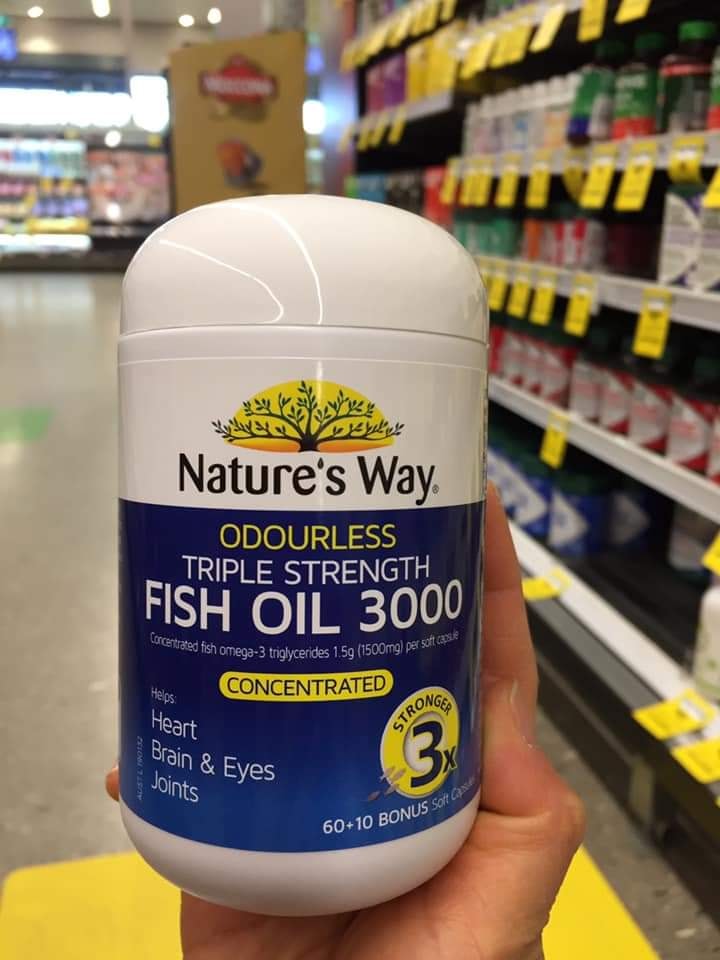 Dầu cá Nature Way ODourless Triple Strength Concentrated Fish Oil 3000 60 viên