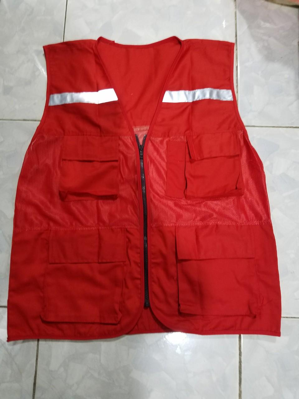 [HCM]Áo gile đỏ phản quang lưới xanh BHSB1