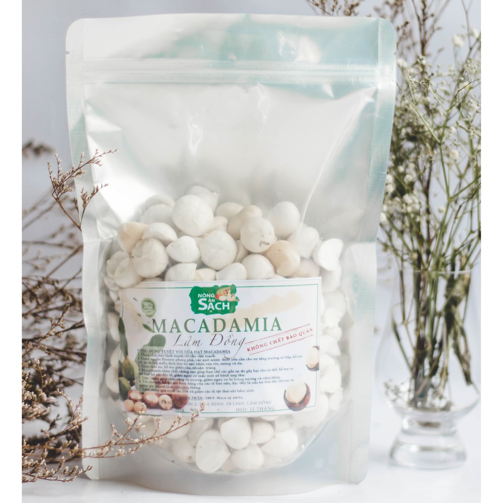 Nhân macca tươi - macca sống tách vỏ làm sữa hạt macca hữu cơ lâm đồng 250g