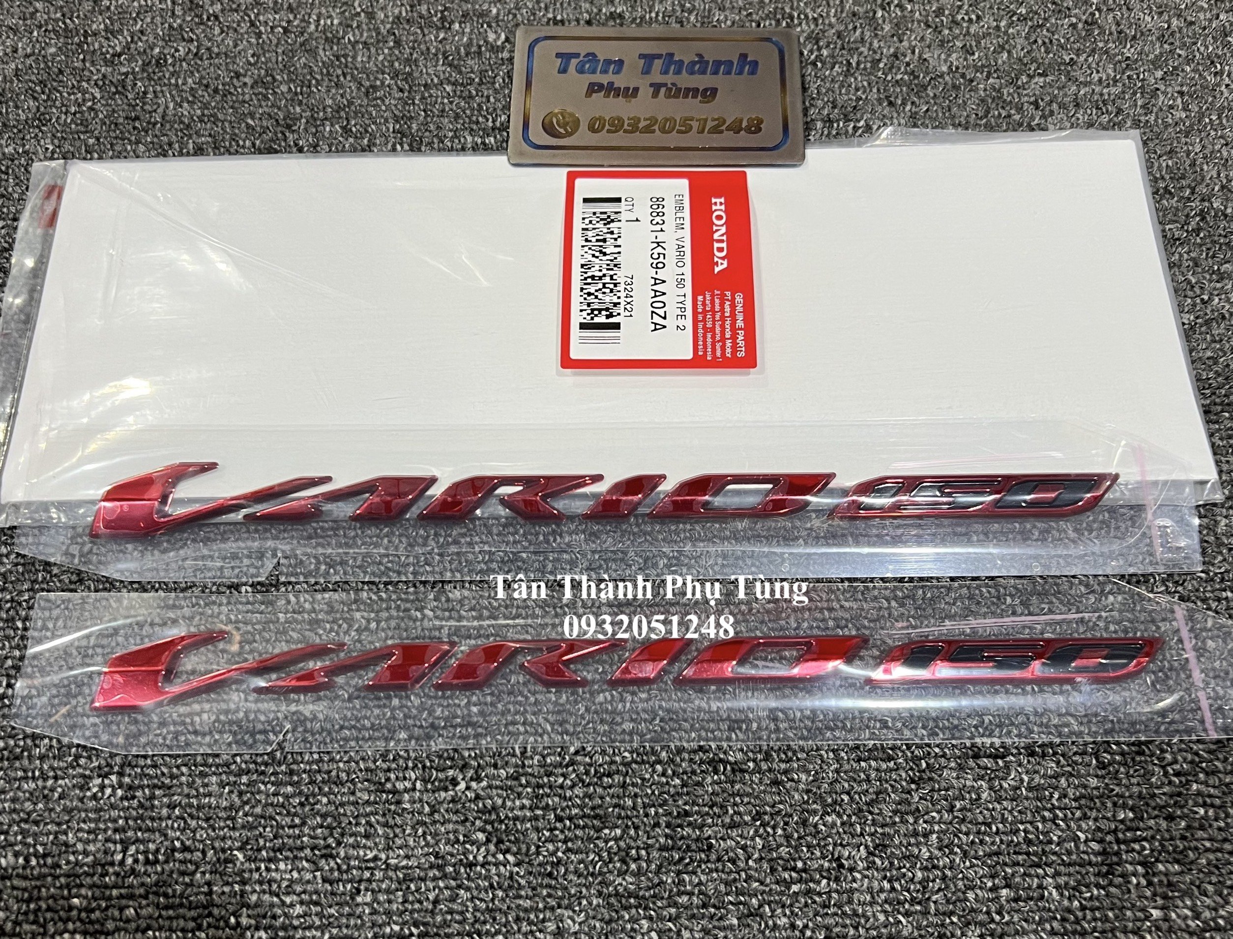 Tem chữ nổi vario 150 đời 2018-2021 -màu đỏ a0za chính hãng thailand