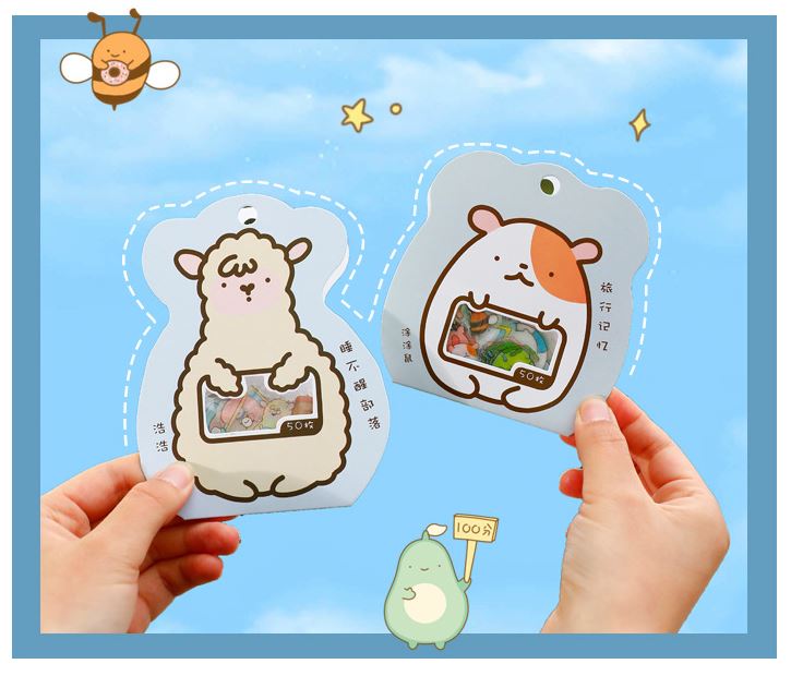 Bộ 50 Hình dán dễ thương phong cách Hàn Quốc độc đáo E99