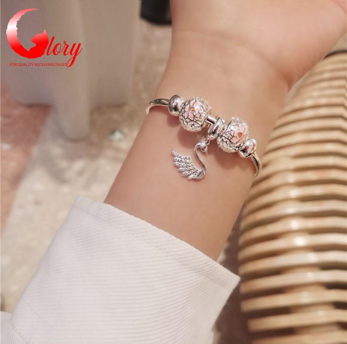 Cute female bracelet Charm lucky swan-silver bracelets High-end female charm Pandora charm beautiful G387336