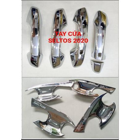 Ốp tay nắm, ốp hõm cửa, chén cửa xe Kia Seltos 2020 - 2021- 2022- 2023 mạ crom cao cấp