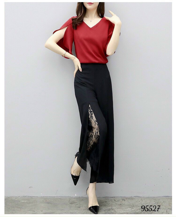 Set bộ nữ siêu sang quần phối ren siêu đẹp thời trang nữ cao cấp holis store