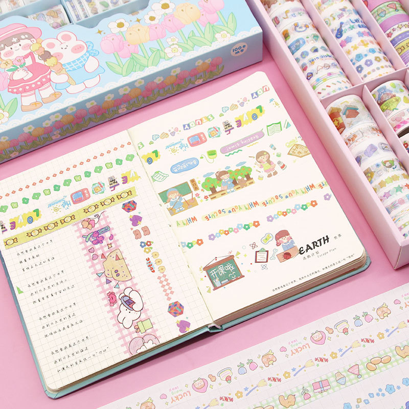 Hộp 100 cuộn băng dính washi_washi_trang_trí