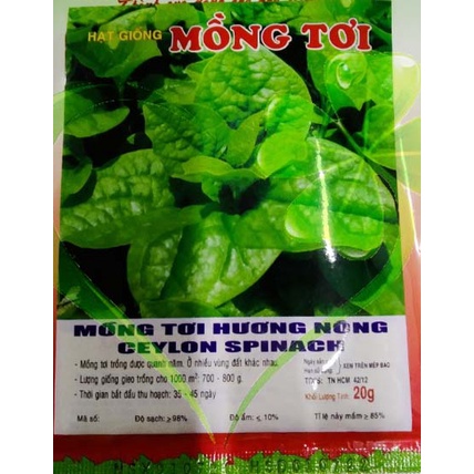 Hạt giống mồng tơi xanh - gói 20 gram