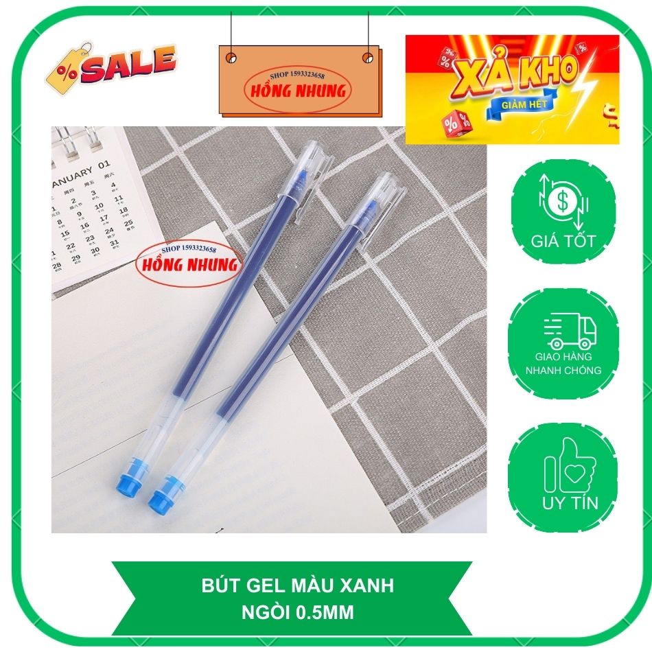 Combo 10 cây bút bi nước mực gel 0.5m, bút bi nước văn phòng chữ đẹp.