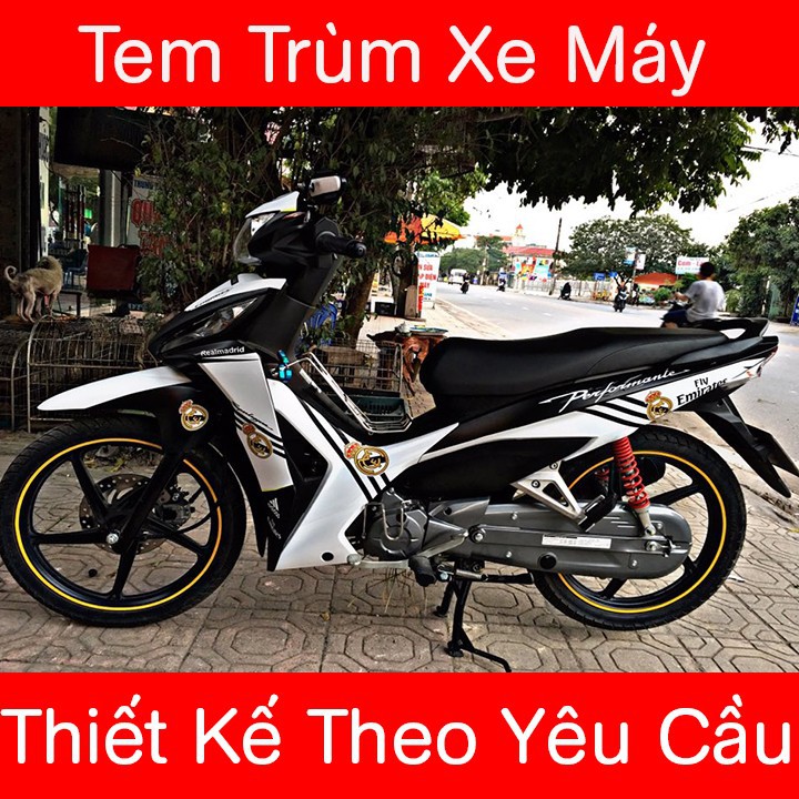 Tem trùm xe wave rsx đen trắng logo MU - Độ dán team trùm decal xe máy wave rsx đen trắng logo MU - Team trùm decal xe máy wave rẻ đẹp và chất