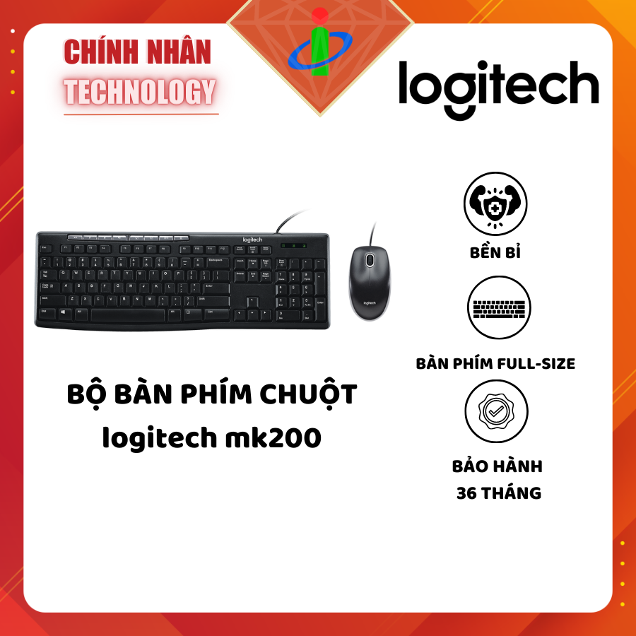Bộ chuột & bàn phím logitech mk200 - bảo hành 36 tháng - chinh nhan technology