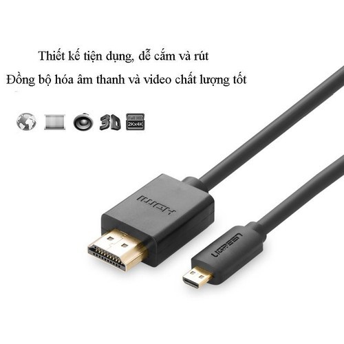 Cáp micro hdmi to hdmi 2m chính hãng ugreen 10119