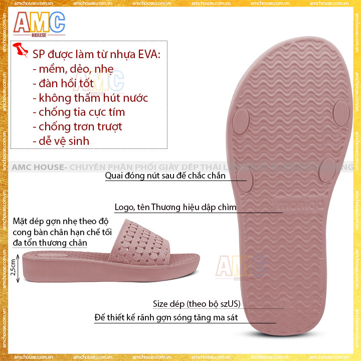 Dép Thái Lan Nữ Monobo Hạt Mát Xa Siêu Mềm, Nhẹ - Moniga 25.2
