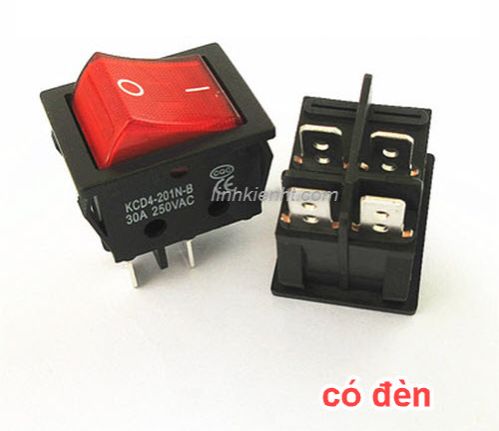 Công tắc máy hàn 30a kcd4 có đèn, không đèn 4 chân