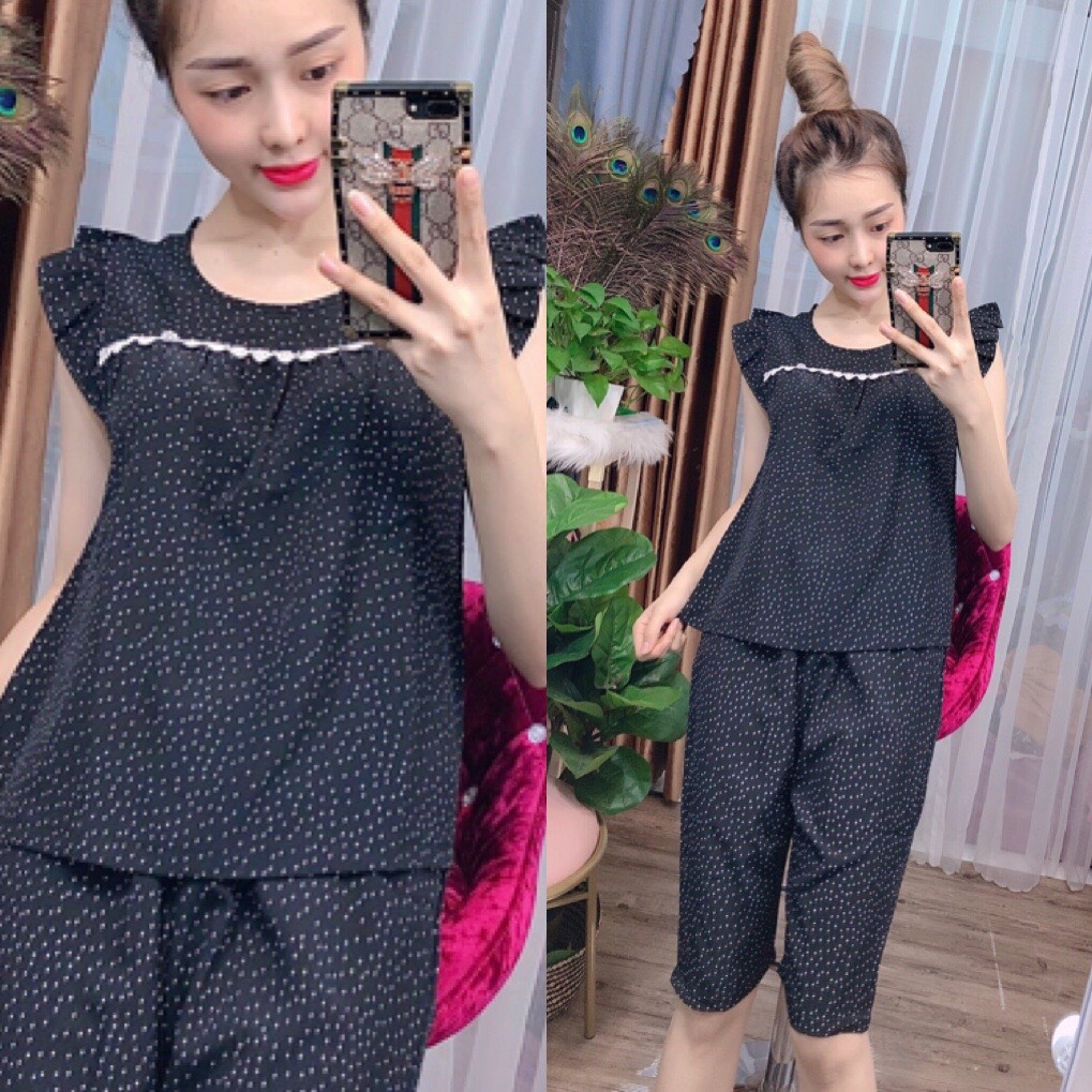 [HCM]ĐỒ BỘ LỤA LỬNG CHẤM BI DỄ THƯƠNG (ẢNH THẬT) CÓ SIZE 40-75KG - LUA02