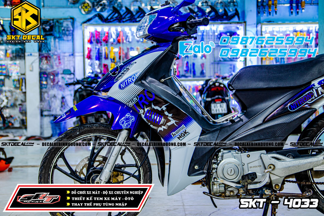tem trùm axelo xanh trắng đen nitron cây phuộc