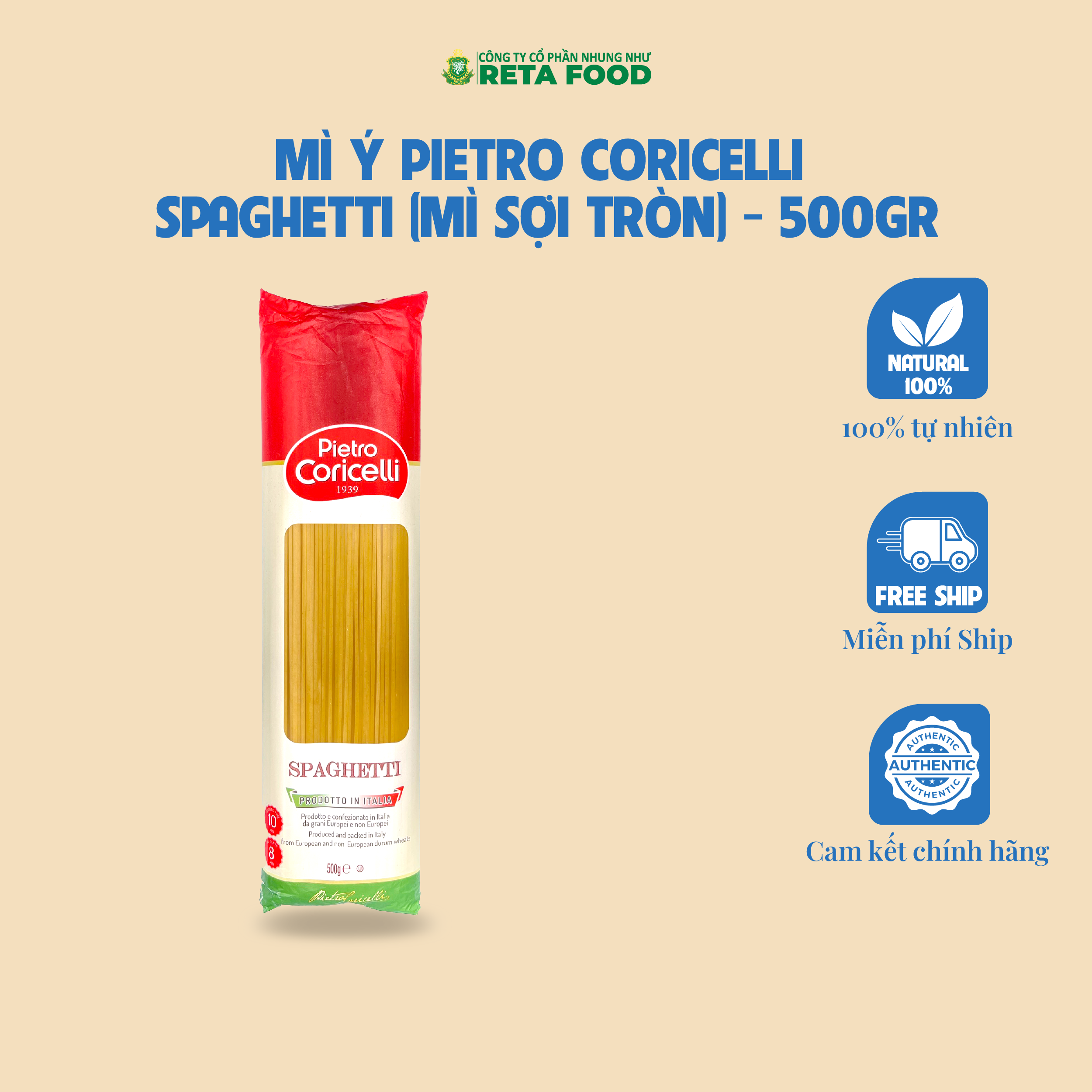Mì Ý Chính Hãng Pietro Coricelli 500g, Spaghetti (Mì Sợi Tròn)/Linguine (Mì Sợi Dẹt)