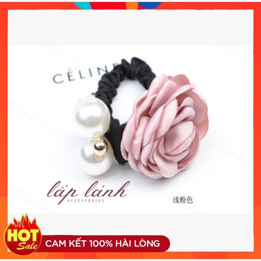 CỘT TÓC/ BUỘC TÓC HẠT NGỌC KẾT HOA HỒNG SANG CHẢNH PHONG CÁCH HÀN QUỐC